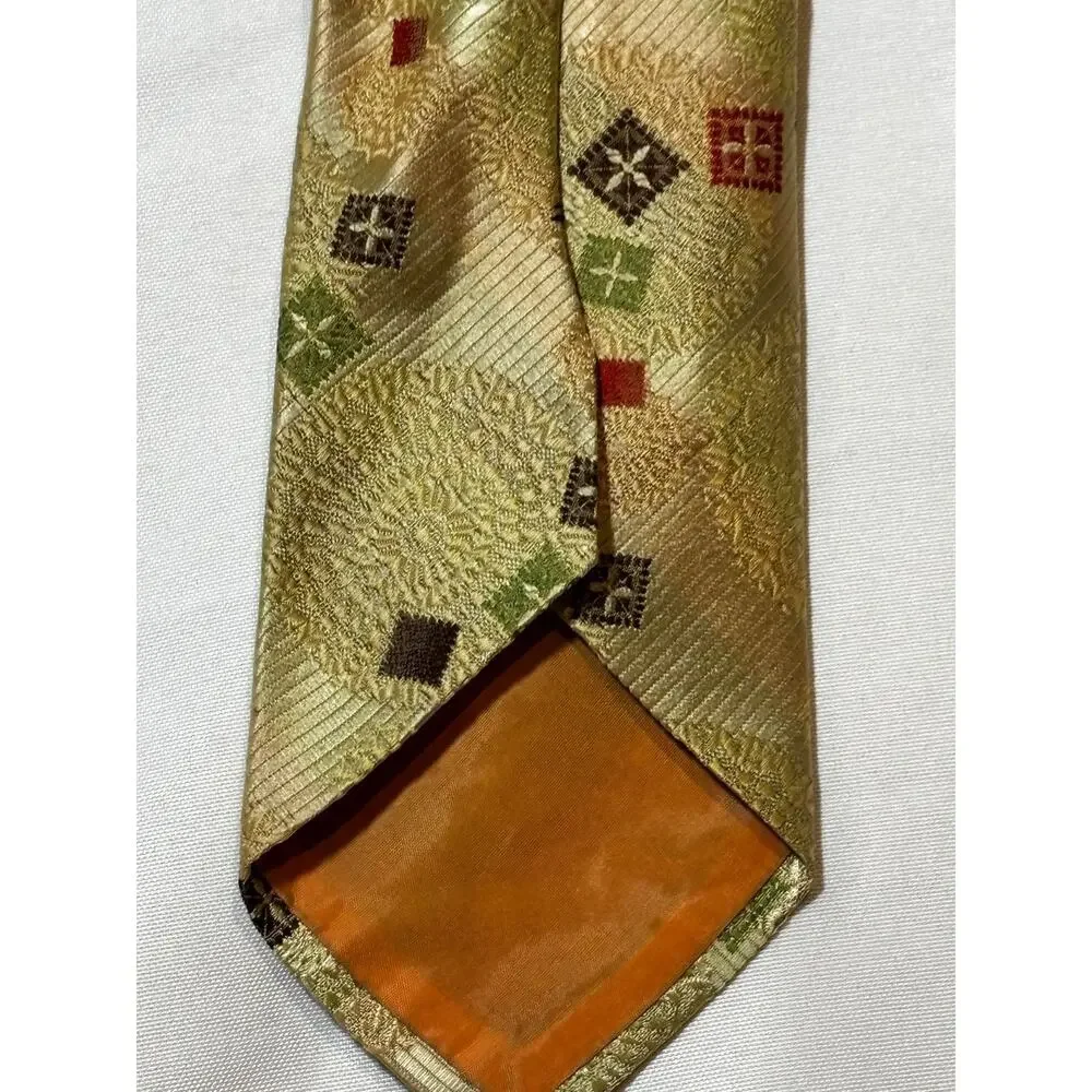 Vintage Connoisseur Italian Embroidered‎ paisley artsy MCM Textured Tie golds